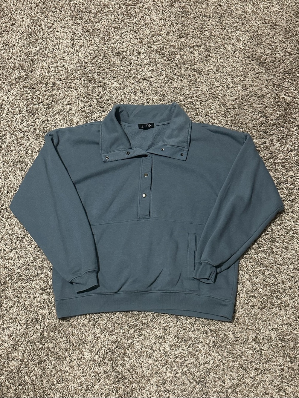Women's Casual Snap-Front Collar Sweatshirt - Slate Blue